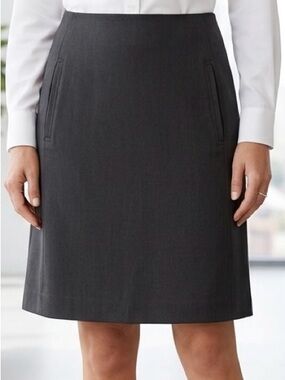 Atelier Luxe Boutique Gray Career A-Line Skirt Pockets Sz 10 Stretch Office EUC